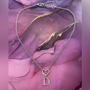 Authentic Y2K Dior Heart and Crystal D Necklace